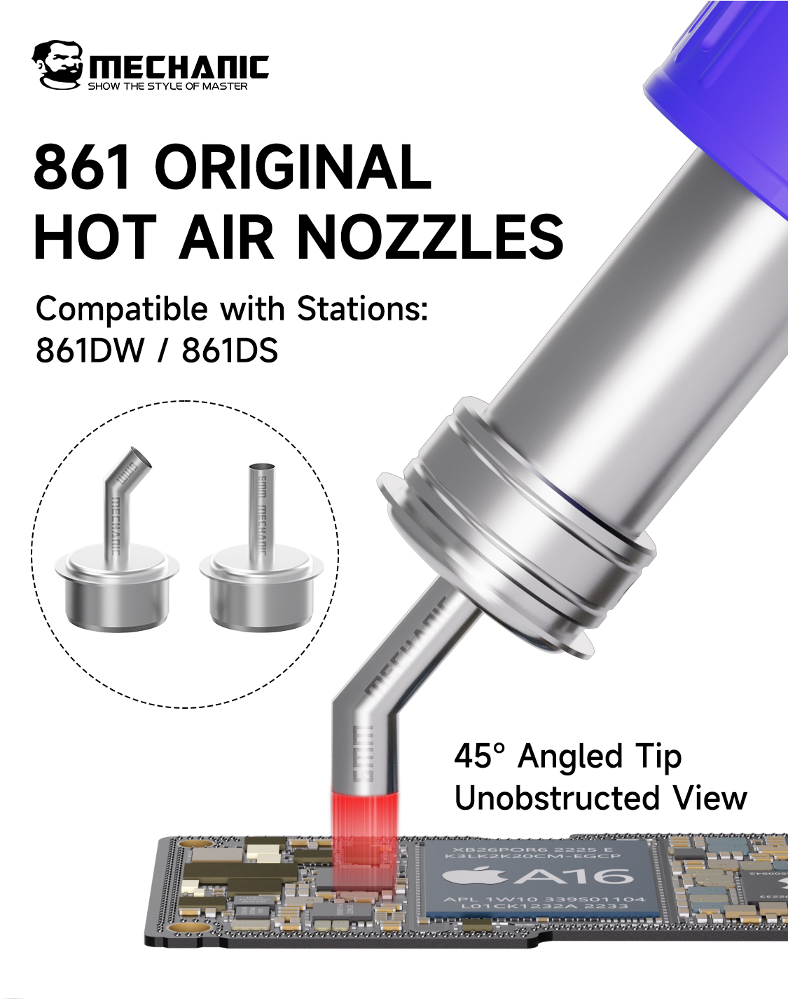 Hot Air Rework Station 861Dw - Mechanic 861 Sıcak Hava Nozulları Seti