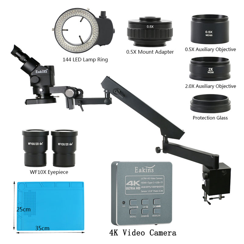 Simul-Focal Industrial Microscope 4K Hdmi - 3.5X 90XArticulating Kol Ayağı Kelepçe Yakınlaştırma